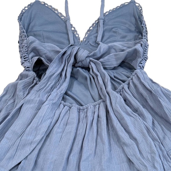 Windsor Boho Lacy Rayon Women's Sundress; Tie Back; Blue; Size XS - Picture 4 of 8